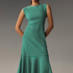 Anthropologie Daily Practice Highline Cap Sleeve Maxi Stripe Dress NWT 🌿🩷